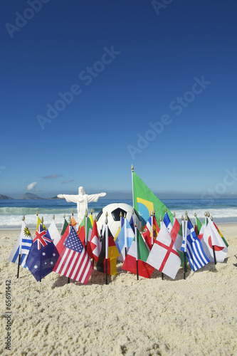 International Country Flags Cristo Soccer Football Rio Brazil