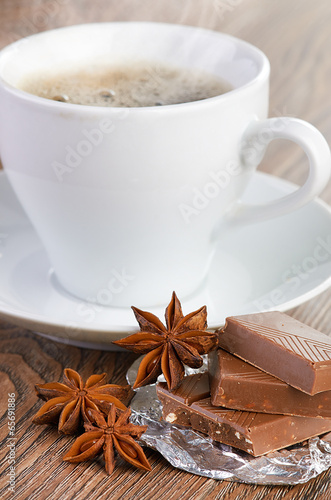 coffee with chocolate and dry breakfast