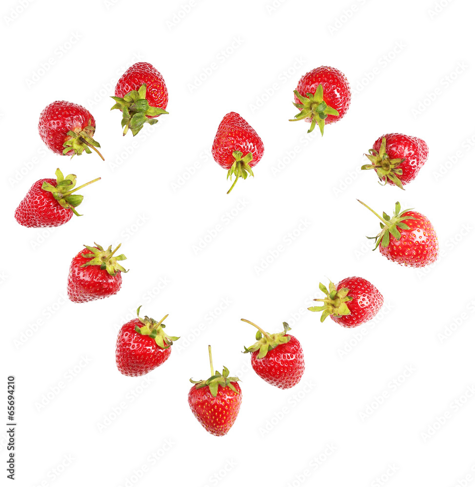 Red ripe strawberries, isolated on white Red ripe strawberries, isolated on white
