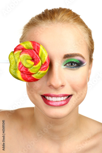 Beautiful woman with colorf...