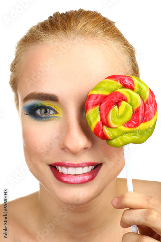 Beautiful woman with colorf...