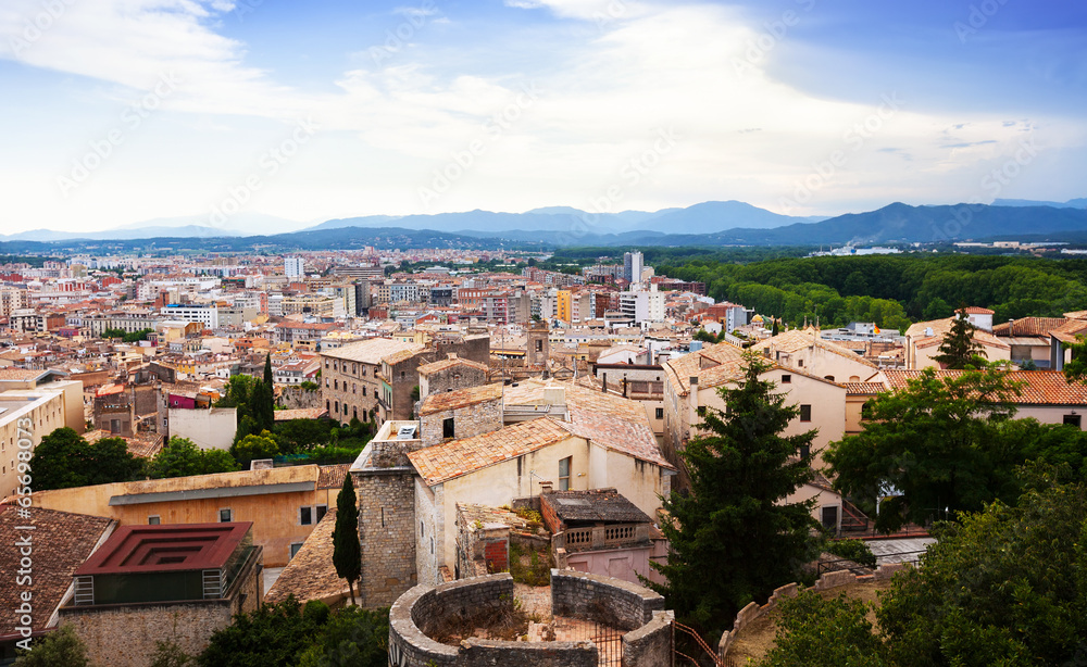 Top view of european city. Girona
