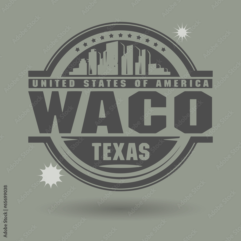 Stamp or label with text Waco, Texas inside