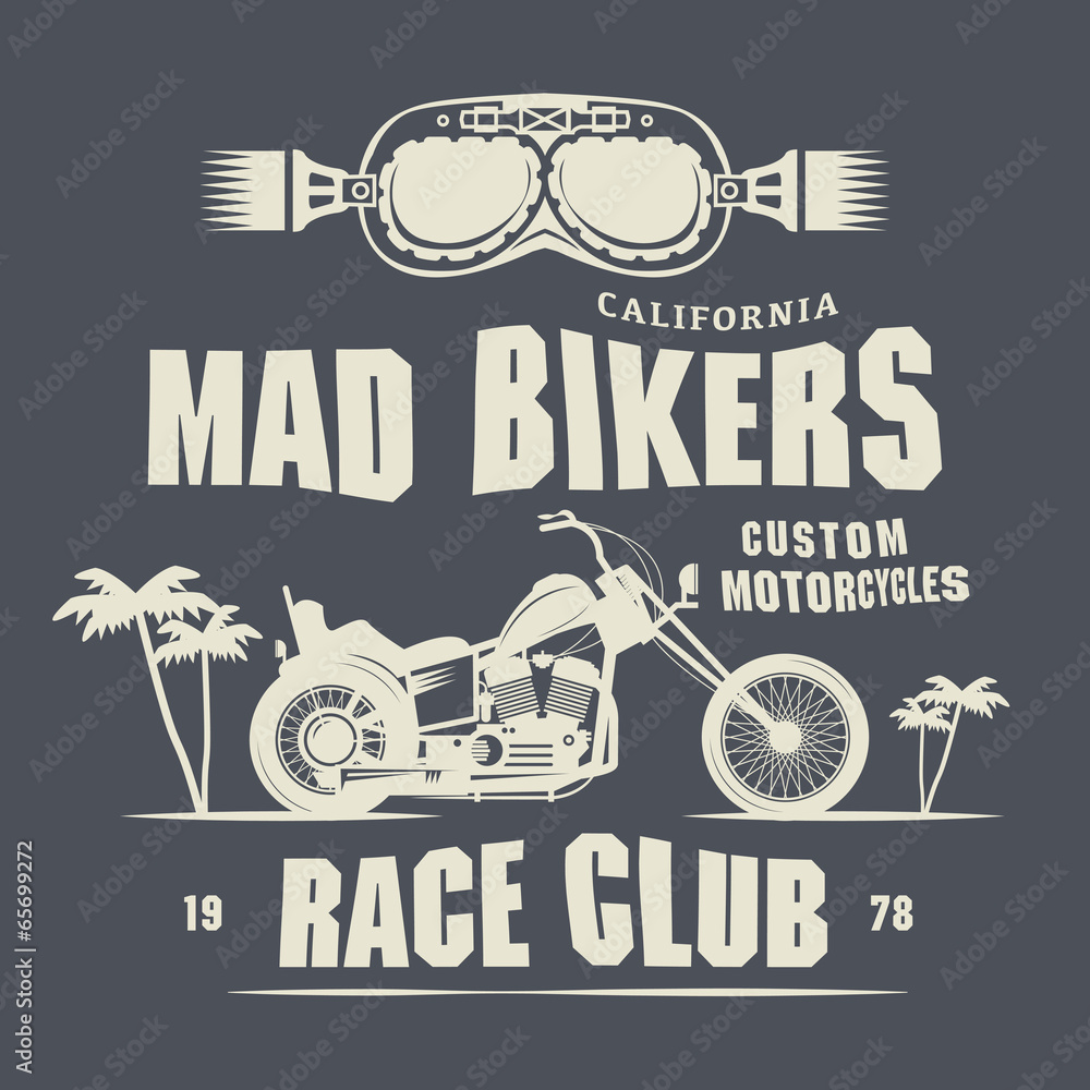 Fototapeta premium Vintage Motorcycle label or poster, vector illustration
