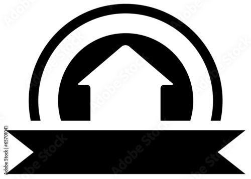 black real estate icon with cottage