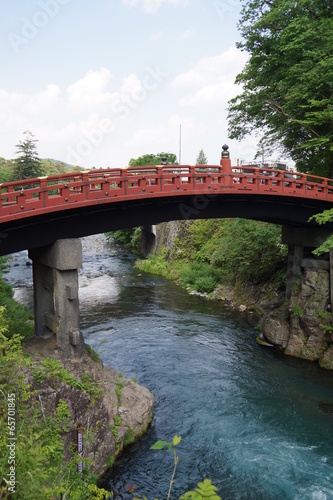 日光  神橋と大谷川
