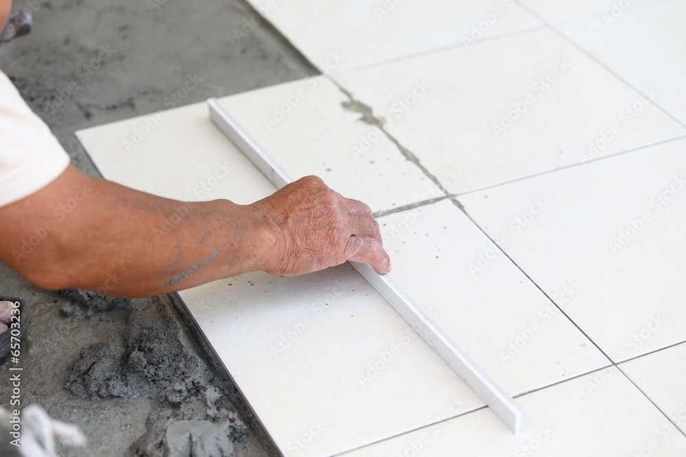 floor tile installation for house building