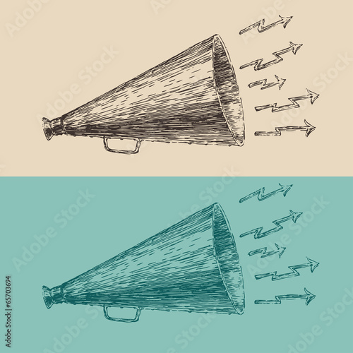 loudspeaker engraving style, hand drawn