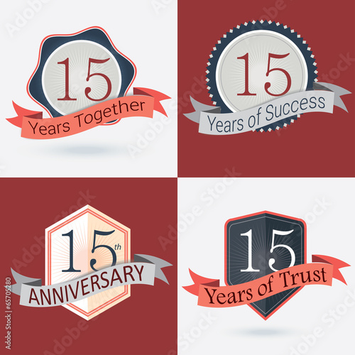 Set of Retro vector Stamps/Seal for 15th business anniversary .