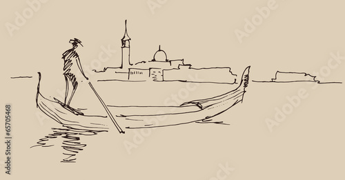 Venice city, Italy, vintage engraved illustration