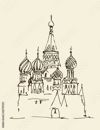 Moscow city architecture, vintage engraved illustration