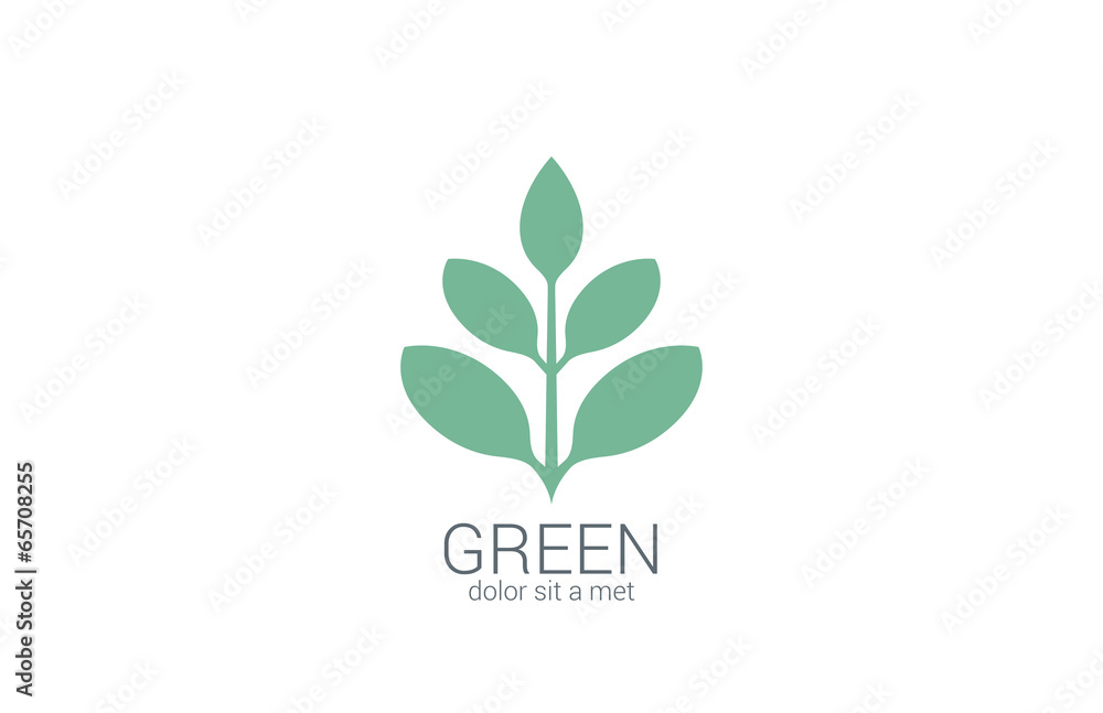 Green Plant abstract vector logo design. Eco organic