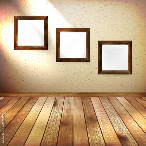 Retro room with three frames. EPS 10