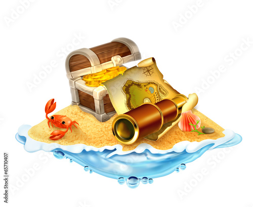 Treasure island, vector illustration