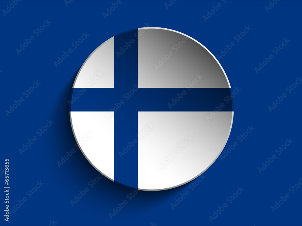 Obraz premium Flag Paper Circle Shadow Button Finland