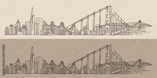 San Francisco  city architecture  engraved illustration