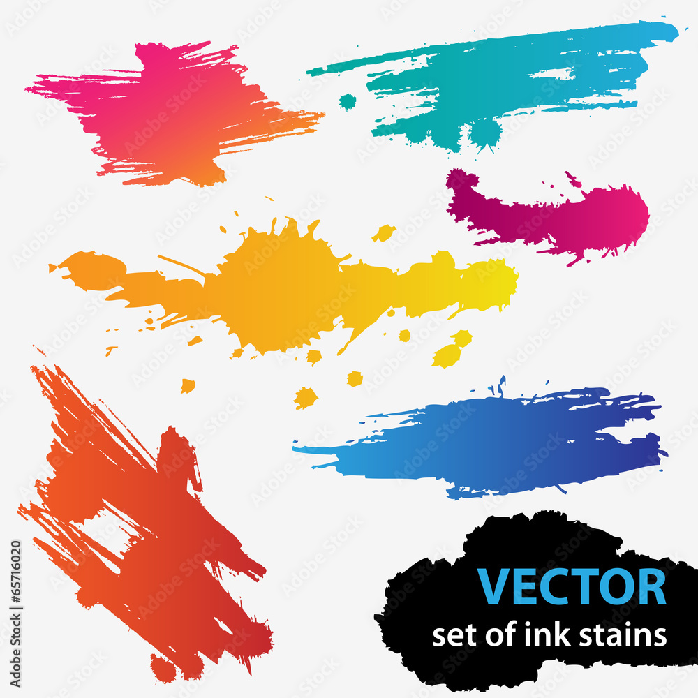 Vector colorful set of grunge stains background textures