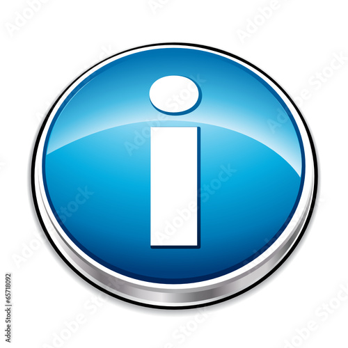Blue information button. News icon.