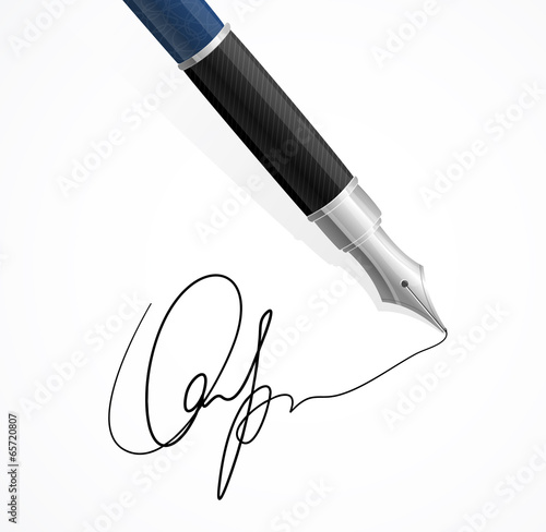 Vector Close up of a fountain pens and signature