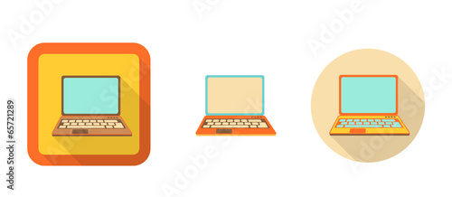 set of flat retro icons - laptop, illustration