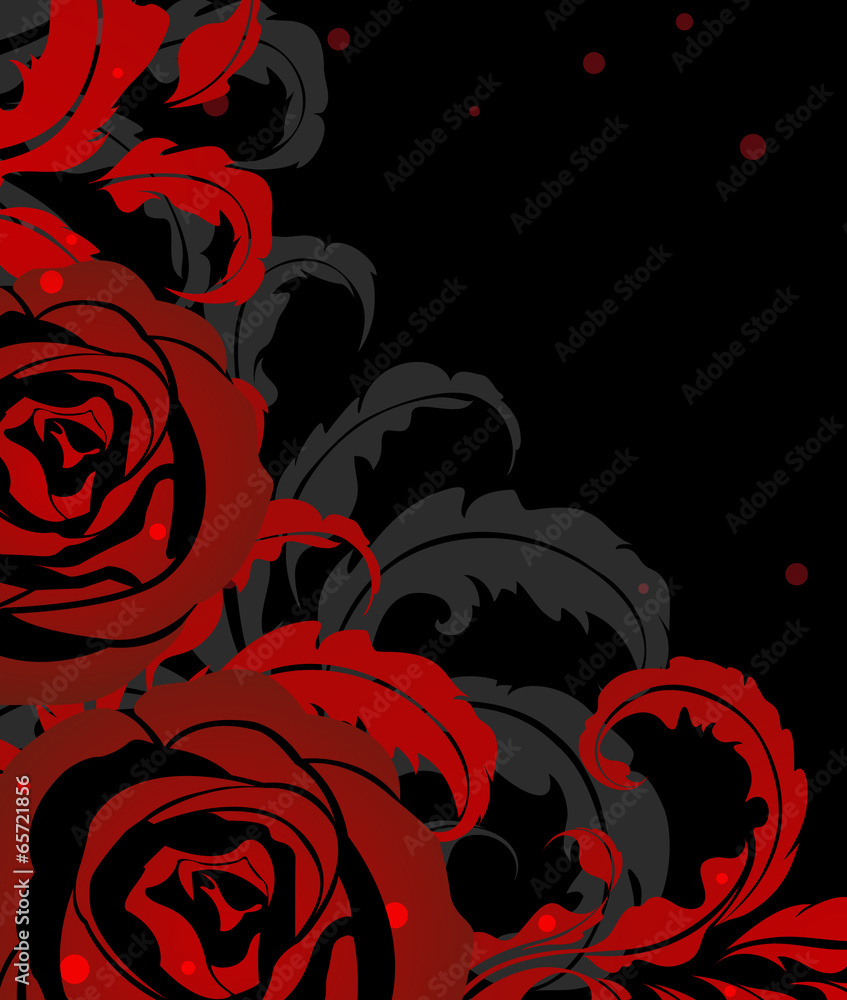 Red rose on black - obrazy, fototapety, plakaty 