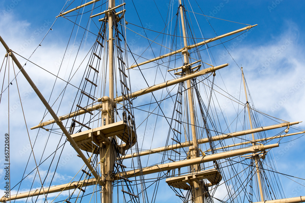 Masts of a big old sailing ship