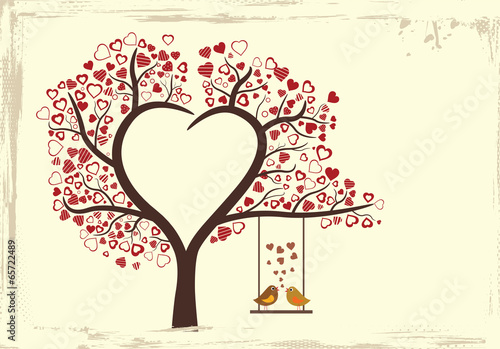 birds love design in vintage style, vector