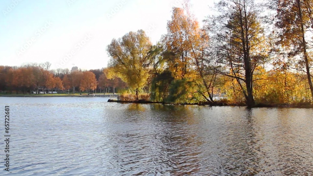 Beautiful autumnal park and river Beautiful autumnal park and river