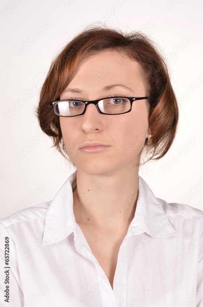 thoughtful girl with glasses