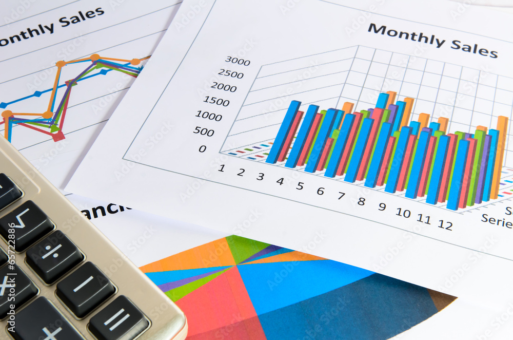 Graphs and charts of Monthly sales report with calculator Graphs and charts of Monthly sales report with calculator
