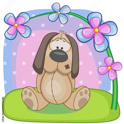 Dog with flowers