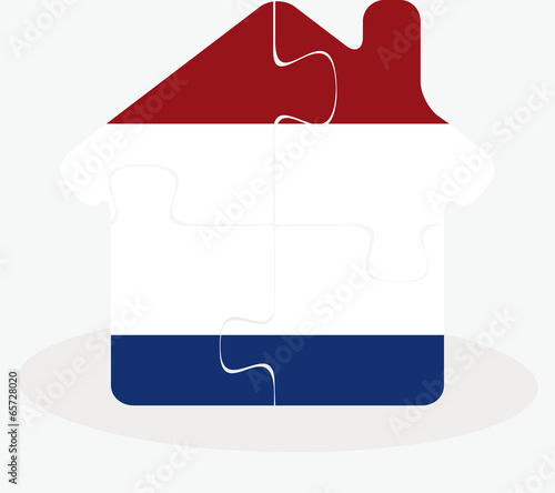 house home icon with Netherlands flag in puzzle