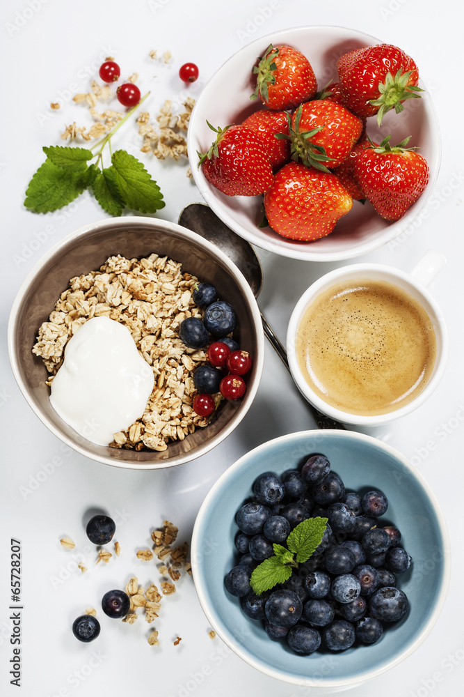 Healthy breakfast - muesli and berries Healthy breakfast - muesli and berries