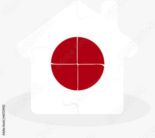 house home icon with Japan flag in puzzle
