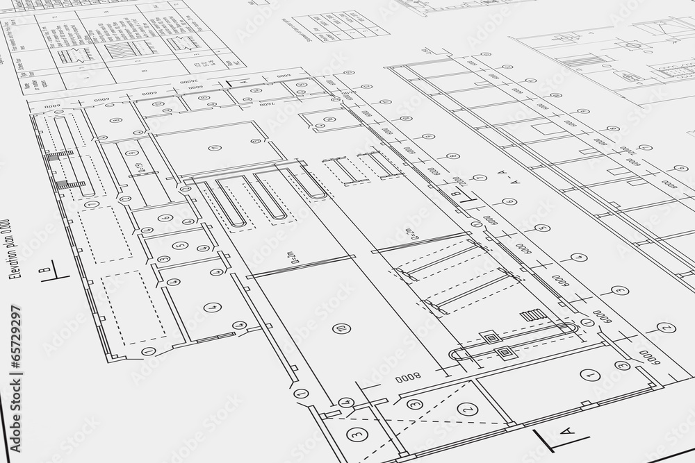 Flat architectural drawing and plan