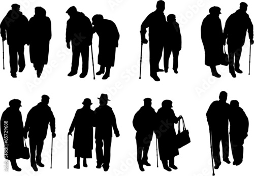 Senior .Silhouettes of people.