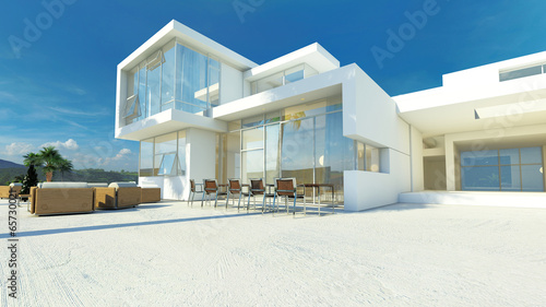 Modern angular luxury tropical villa photo