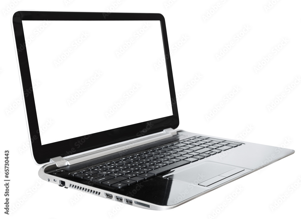 open laptop with cut out screen isolated open laptop with cut out screen isolated