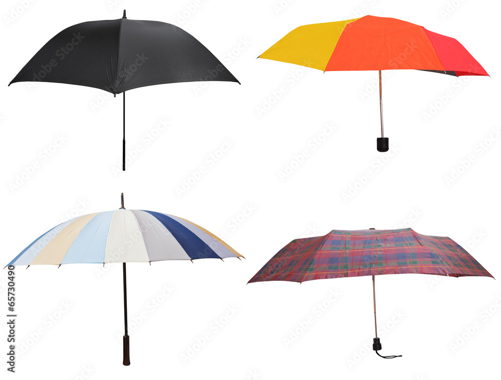 side view of four different open umbrellas side view of four different open umbrellas