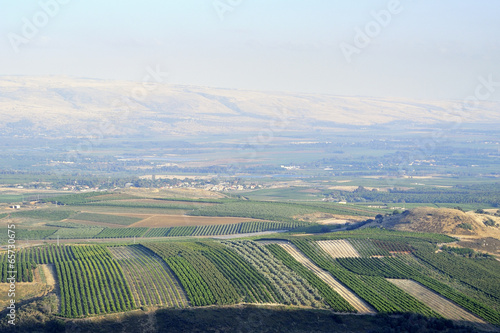 Golan Heights and Metula fields view in Upper Galilee