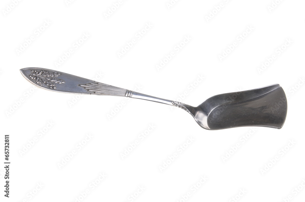 Fototapeta premium Silver spoon sugar isolated on a white background