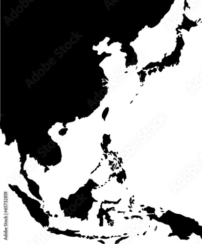 High detailed vector map - East Asia.