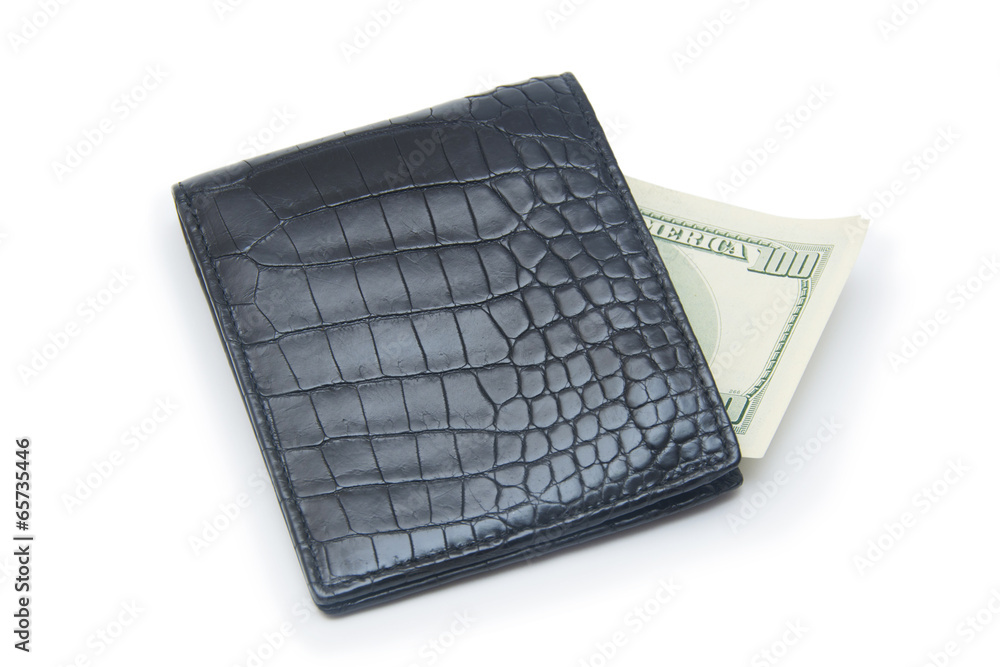 Leather wallet with money isolated on white background Leather wallet with money isolated on white background