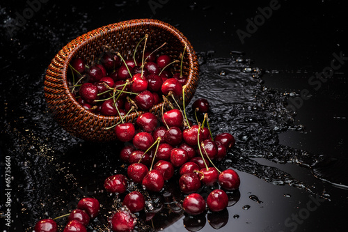 cherry falling from basket