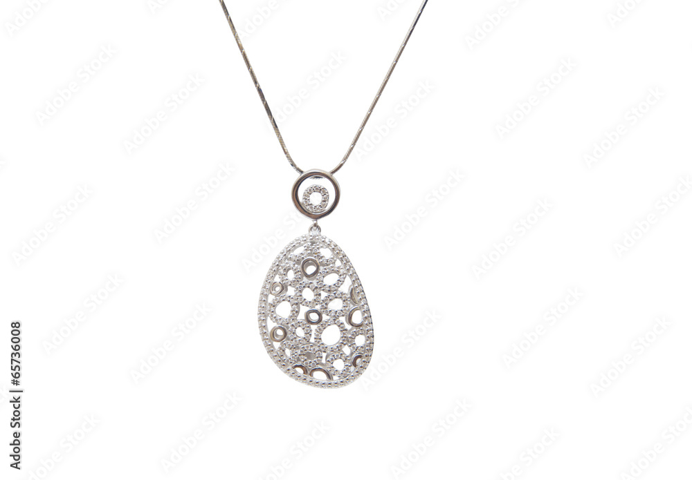 Silver necklace isolated on the white background Silver necklace isolated on the white background