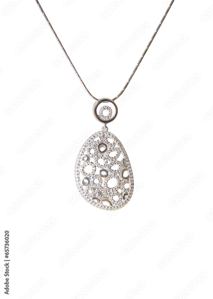 Silver necklace isolated on the white background Silver necklace isolated on the white background