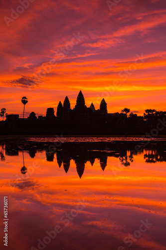 beautiful silhouette of Angkor Wat during sunrise, Cambodia © SANCHAI