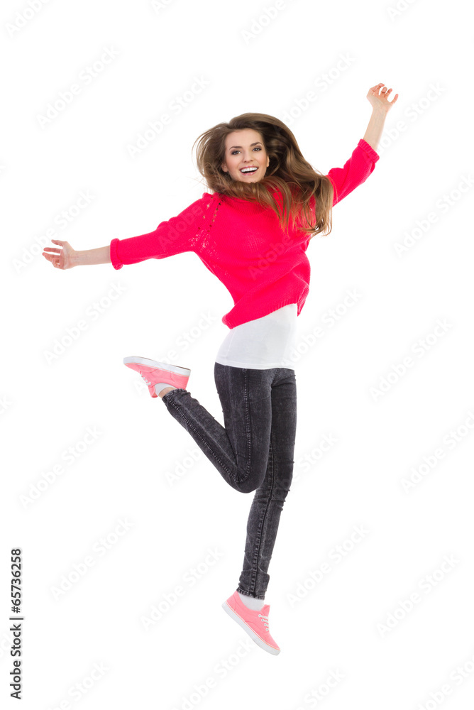Happy girl jumping Happy girl jumping