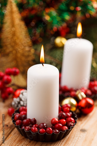 Christmas decorations with a candles