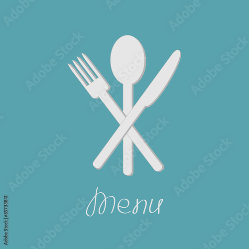Fork, spoon and knife. Menu card. Flat design style.